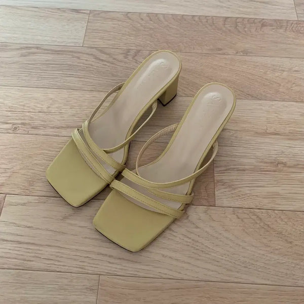 [BUNJANG] Ssappun Strap Mule Heeled Shoes 245 / 사뿐 스트랩 뮬 슬리퍼힐 245
