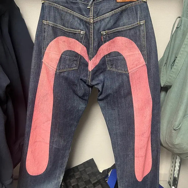 [BUNJANG] EVISU Pink Big Di-Cock Selvage Denim / EVISU 에비수 핑크 빅다이콕 셀비지 데님