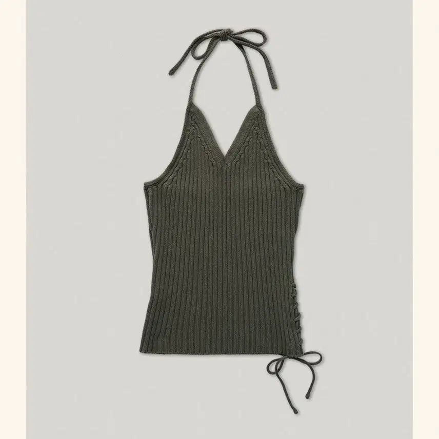 [BUNJANG] Smoothmood Suzie Halter Neck Knit Khaki / 스무스무드 Suzie Halter Neck Knit 카키