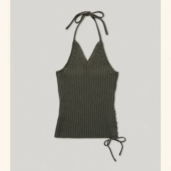 [BUNJANG] Smoothmood Suzie Halter Neck Knit Khaki / 스무스무드 Suzie Halter Neck Knit 카키