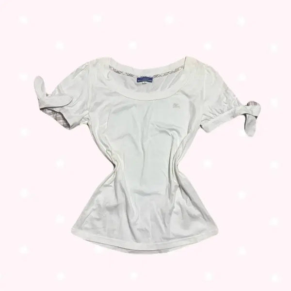 [BUNJANG] Burberry Blue Label Ribbon Short Sleeve T-Shirt / 버버리 블루라벨 리본 핑크 화이트 반팔