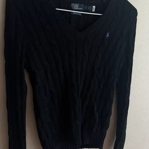 [BUNJANG] Polo Ralph Lauren Cable Cotton V-Neck Sweater Women's XS / 폴로 케이블 코튼 브이넥 스웨터 여자 xs