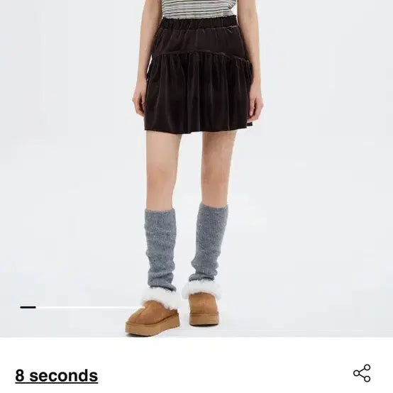 [BUNJANG] 8 Seconds Brown Velvet Mini Skirt / 에잇세컨즈 벨벳 미니스커트 브라운(S)