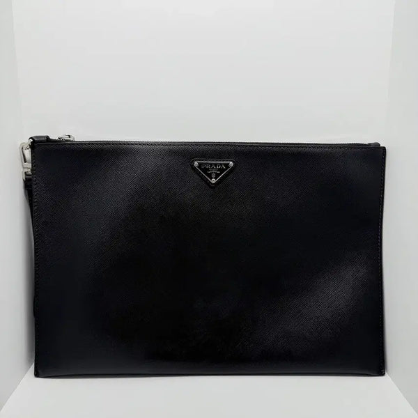 [BUNJANG] Prada Saffiano Triangle Logo Calfskin Clutch Bag / [프라다] 사피아노 삼각로고 소가죽 클러치백 2NH001 / A급