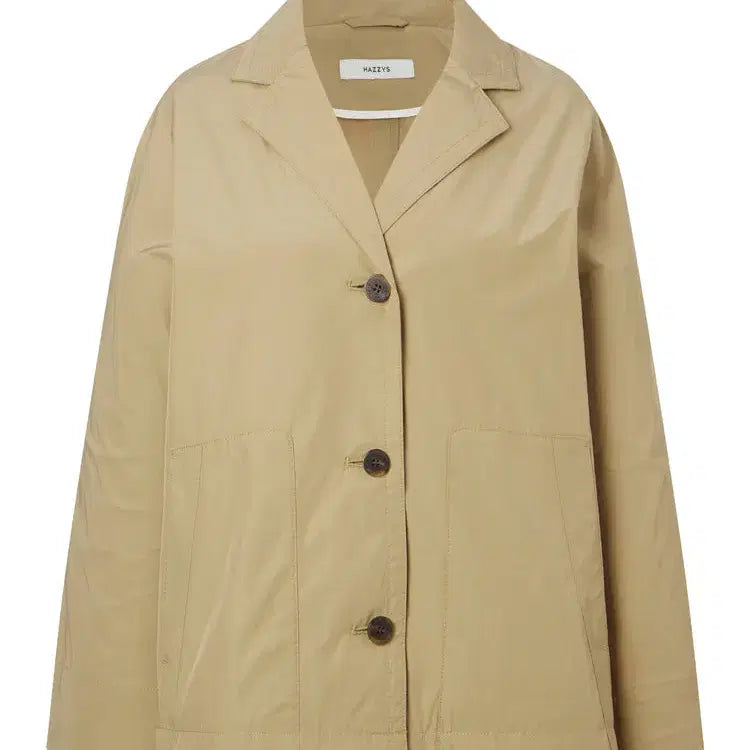 [BUNJANG] Hazzys Women's Cotton Blend Loose Fit Jacket Beige 95 New / 헤지스 여성 면혼방 루즈핏 자켓 베이지 95 새제품