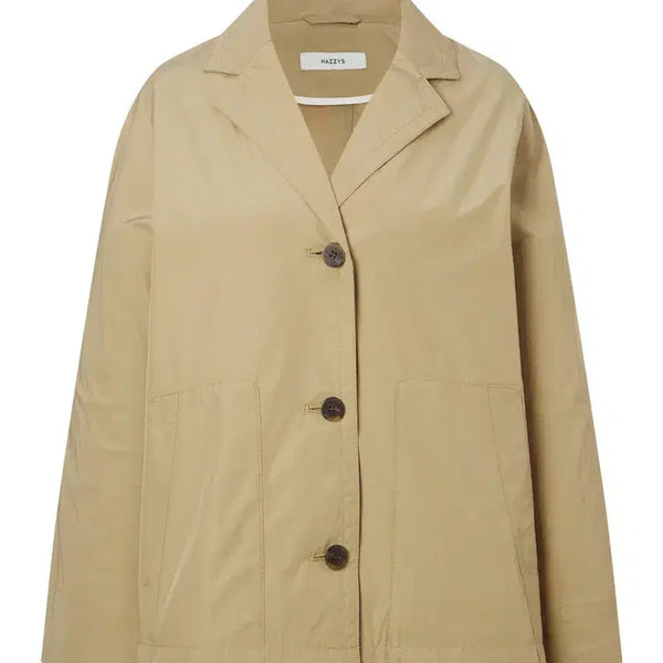 [BUNJANG] Hazzys Women's Cotton Blend Loose Fit Jacket Beige 95 New / 헤지스 여성 면혼방 루즈핏 자켓 베이지 95 새제품