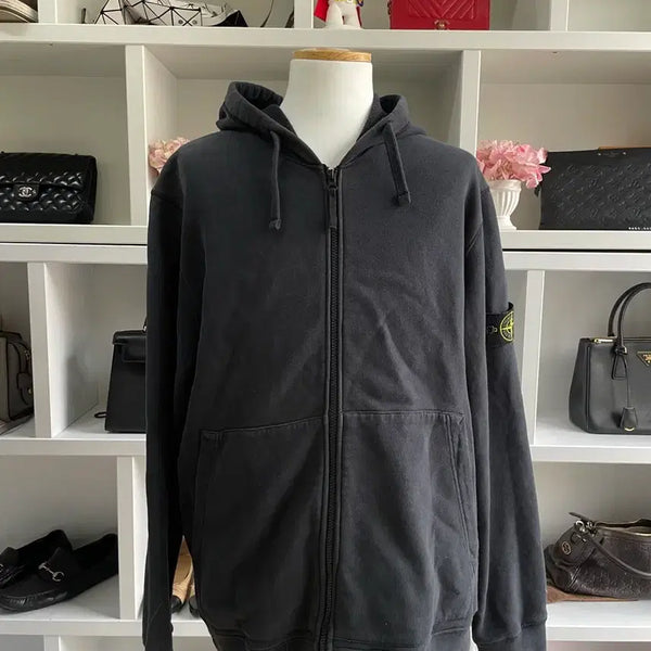[BUNJANG] Stone Island Black Hoodie Zip-Up 3XL / [새상품급,3XL] 스톤아일랜드 블랙 후드집업