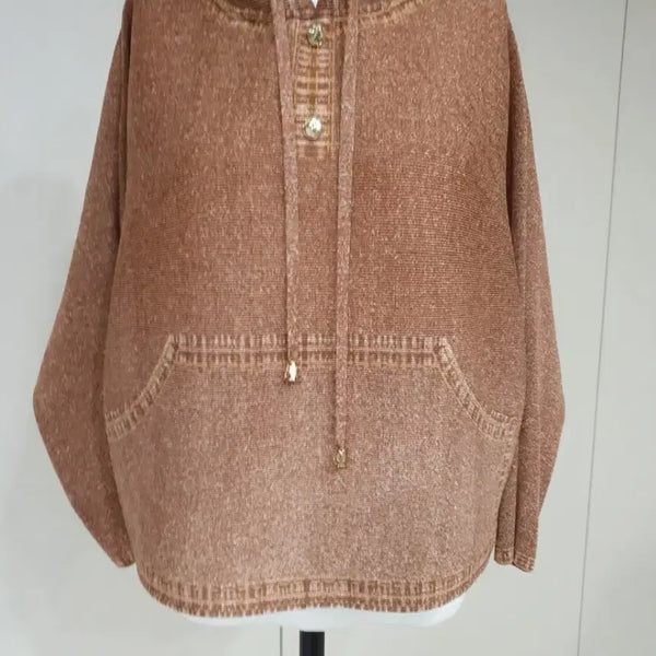 [BUNJANG] Brown Pleats Hoodie / 브라운 플리츠 후드티