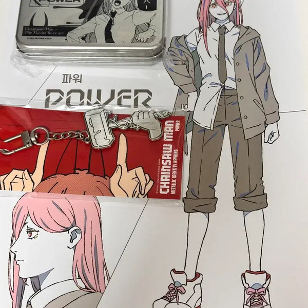 [BUNJANG] Chainsaw Man MAPPA Hongdae Pop-up Power Goods Set (Keyring, Tin Case) / 체인소맨 마파 홍대 팝업 파워 굿즈 세트 (키링, 틴케이스)