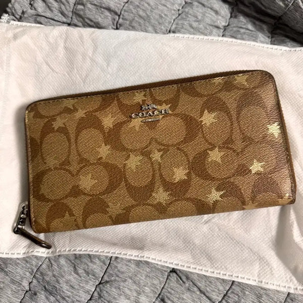 [BUNJANG] Coach Signature Pattern Star Long Wallet / Coach 코치 시그니처 패턴 여성 지갑 장지갑 정품 미사용 새상품
