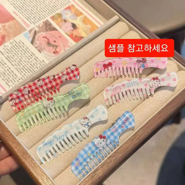 [BUNJANG] Sanrio Hello Kitty Hair Clip Set (5 Pieces) / 키티 산리오 빗  일자형 집게핀 6.5cm 5개 세트