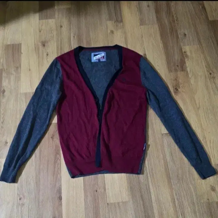 [BUNJANG] Hazzys Men's Cardigan Red/Grey Size 100 / 헤지스 남성 가디건 레드/그레이 100