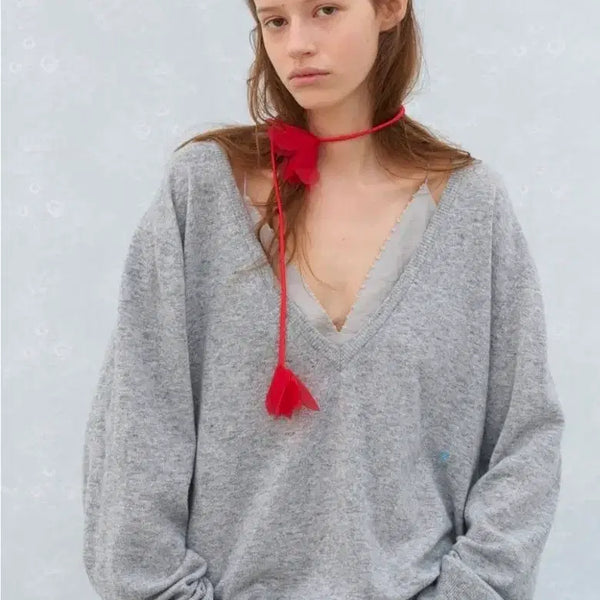 [BUNJANG] POETO Serena Deep V-Neck Knit / 포에토 니트 Serena deep v-neck knit