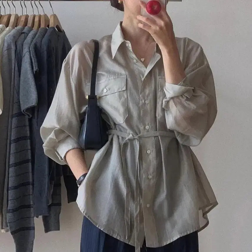 [BUNJANG] Satin Glossy Blouse / 셔츠 블라우스