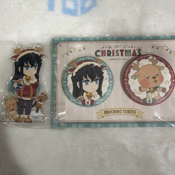 [BUNJANG] Demon Slayer Muichiro 2025 Christmas Acrylic Stand & Badge Set / 귀멸의 칼날 무이치로 2025 크리스마스 아크릴+뱃지 세트