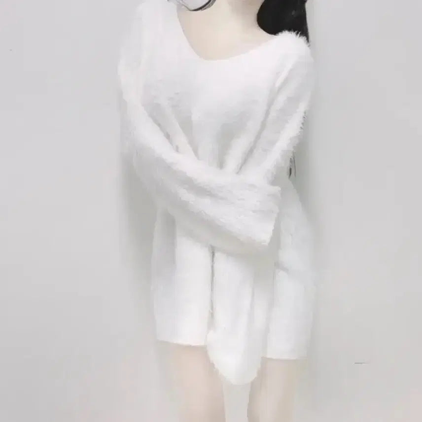 [BUNJANG] Your Roses Angora V-Neck Knit Dress / 유어로즈 보호본능 브이넥 앙고라 원피스 니트 발레코어 발레리나