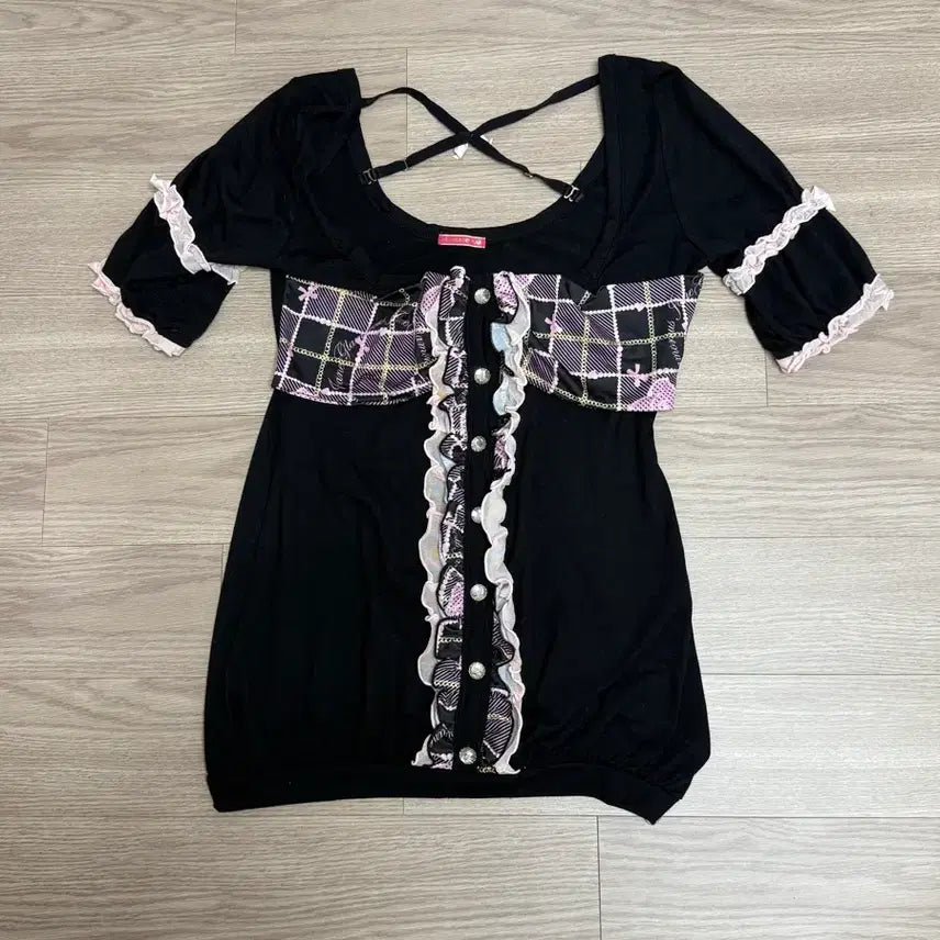 [BUNJANG] Glamorous Jane Onegyaru Black Lace Blouse / 글래머러스제인 오네갸루 탑 블랙 레이스 블라우스 마즈