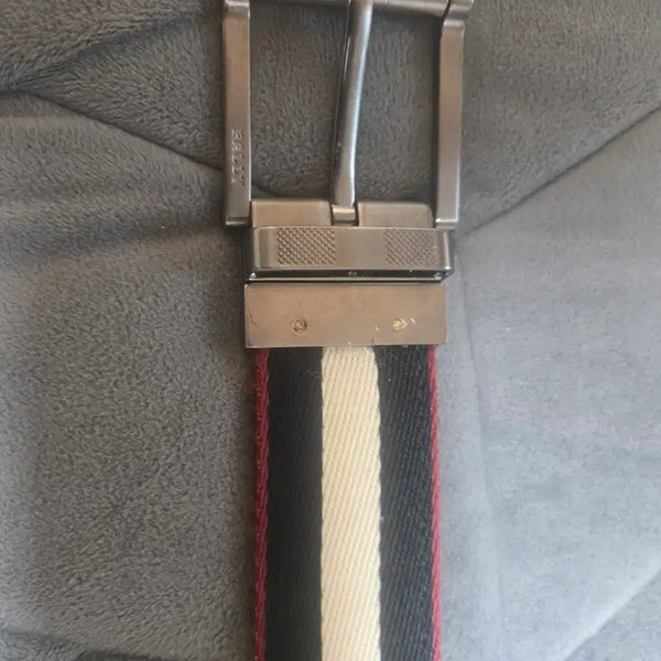 [BUNJANG] Bally Men's Stripe Buckle Belt / 발리 남성 벨트 스트라이프 버클