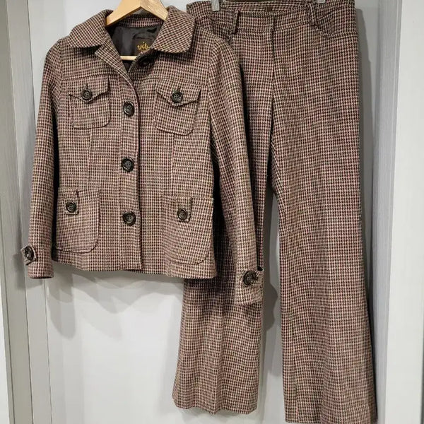 [BUNJANG] Y's Le Petit Femme Brown Check Suit Set / 브라운 체크패턴 정장 세트