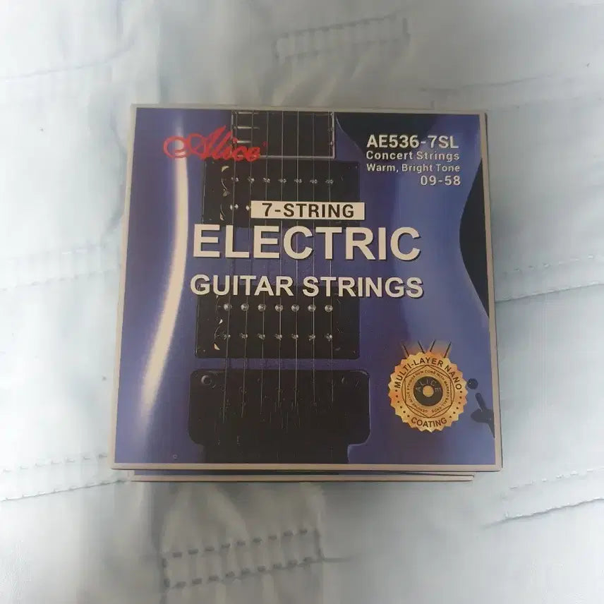 [BUNJANG] Alice AE536-7SL 7-String Electric Guitar Coated Strings (09.58) - Sealed / 미개봉4개 Alice AE536-7SL 7현 일렉기타 코팅줄 09.58