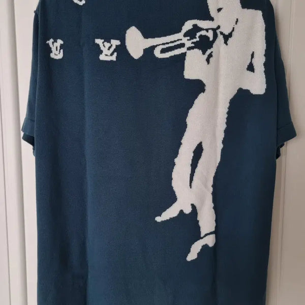 [BUNJANG] Louis Vuitton Trumpet Short Sleeve Knit T-Shirt Size S / 백화점판 루이비통 재즈 트럼펫 반팔 니트 티셔츠 s