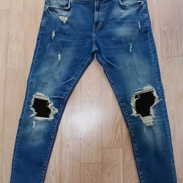 [BUNJANG] Zara Women's Skinny Fit Stretch Denim Jeans with Knee Patches / 자라 Zara 럭셔리 무릎패치 스키니 스판 데님 34