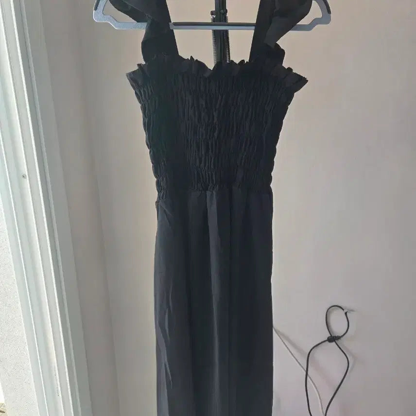 [BUNJANG] Black Shirring Long Dress / 블랙 셔링 롱 원피스