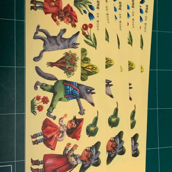 [BUNJANG] Matte Finish Red Riding Hood Fairy Tale Sticker Set / 무광후백 빨간모자 동화 스티커 빈티지스티커 세트