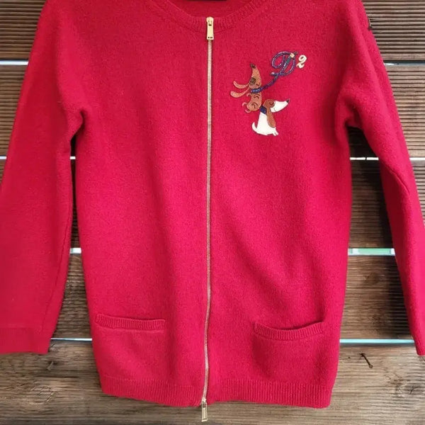 [BUNJANG] DSQUARED2 Red Knit Zip-Up Cardigan / 디스퀘어드2 레드 니트 집업 가디건44~55