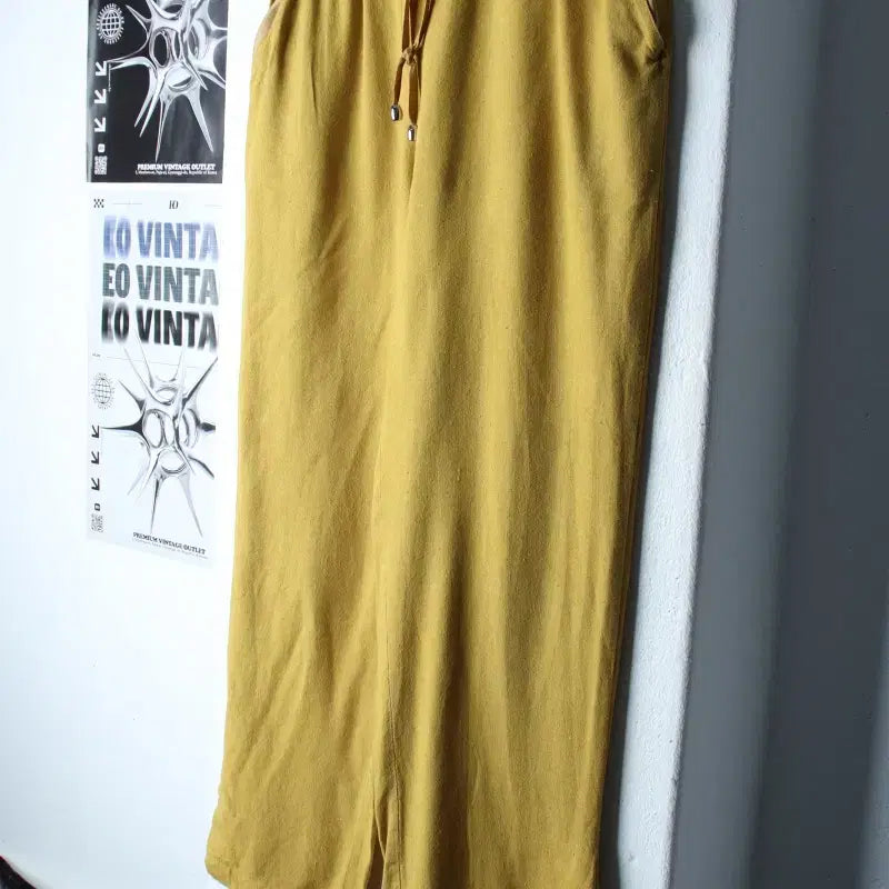 [BUNJANG] Ziozia Linen Training Pants Yellow / W(S-M) 지오송지오 트레이닝복 바지 밴딩 노랑 린넨 마-2559