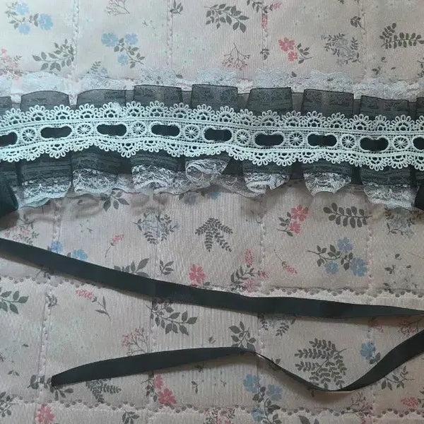 [BUNJANG] Frill Ribbon Headwear Jirehkei Lolita Style / 프릴 리본 헤도레 양산형 지뢰계 로리타