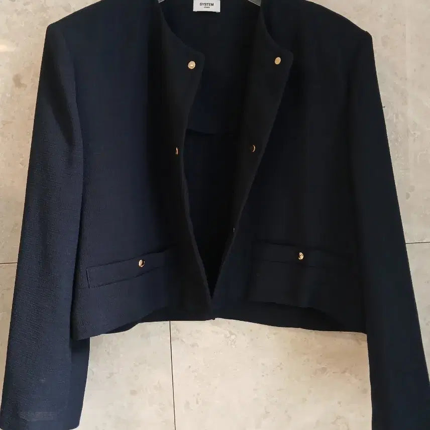 [BUNJANG] SYSTEM Cropped Jacket Navy / 시스템 크롭자켓(주말초특가)