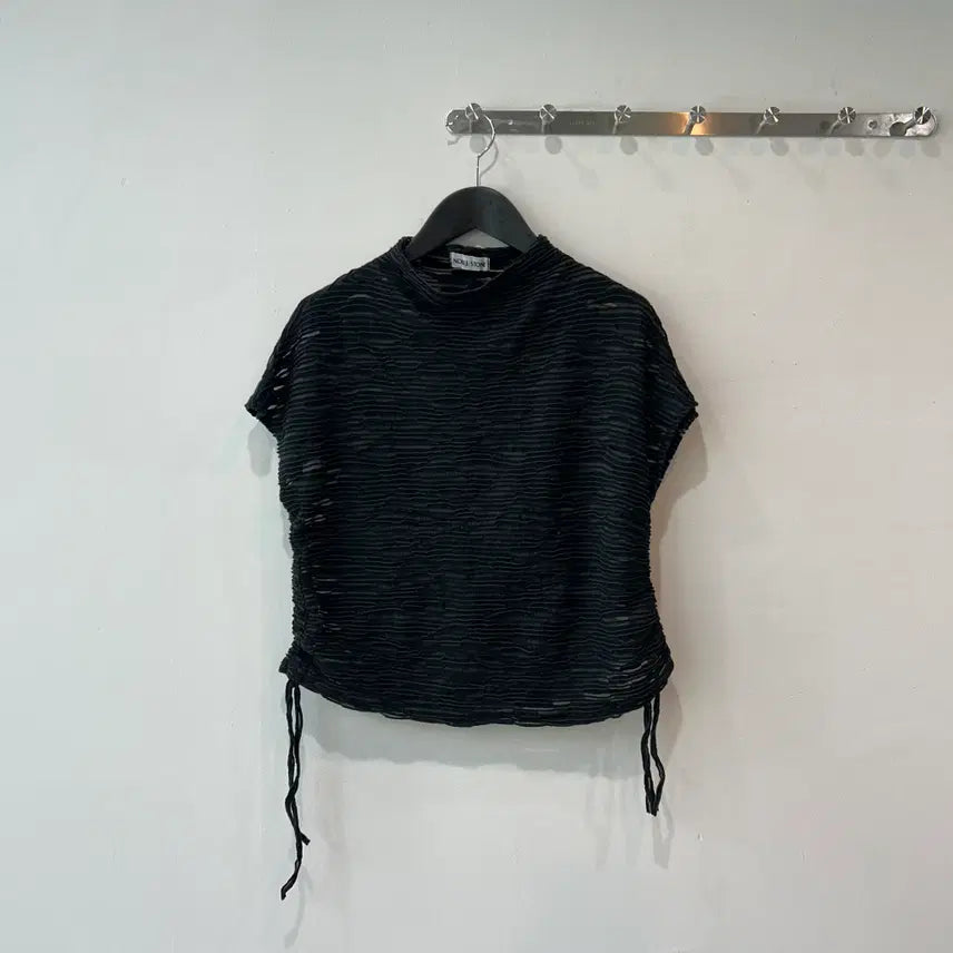 [BUNJANG] Black Pattern See-Through Top / 블랙 패턴 시스루 탑