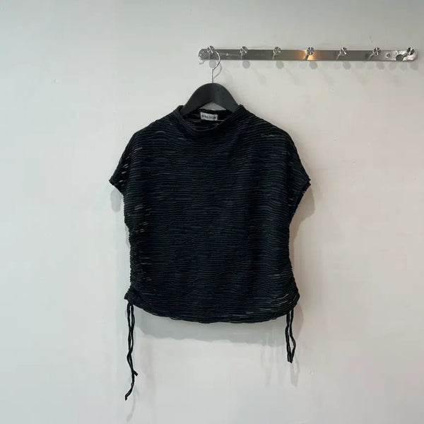 [BUNJANG] Black Pattern See-Through Top / 블랙 패턴 시스루 탑
