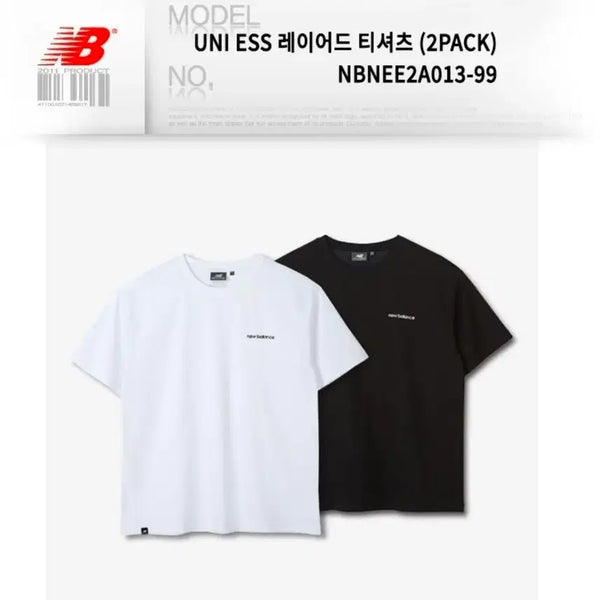 [BUNJANG] New Balance Layered T-Shirt 2-Pack White/Black / 뉴발란스 레이어드 티셔츠 2팩 화이트/블랙