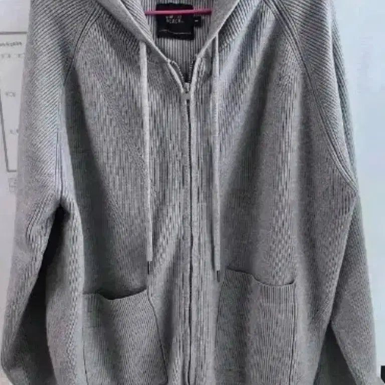 [BUNJANG] Knit Hooded Zip-up Gray XL / 디미트리블랙 니트후드집업그레이xl