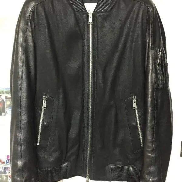 [BUNJANG] Ziozia & Z Blue Genuine Leather MA-1 Blouson Jacket / 지오지아 앤드지 블루종 MA-1 가죽자켓(L 100) 새상품