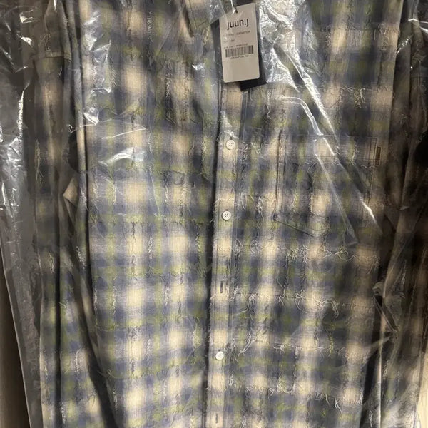 [BUNJANG] Juun.J 26SS Grid Green Shirt / (새상품)준지 26ss 그리드 그린