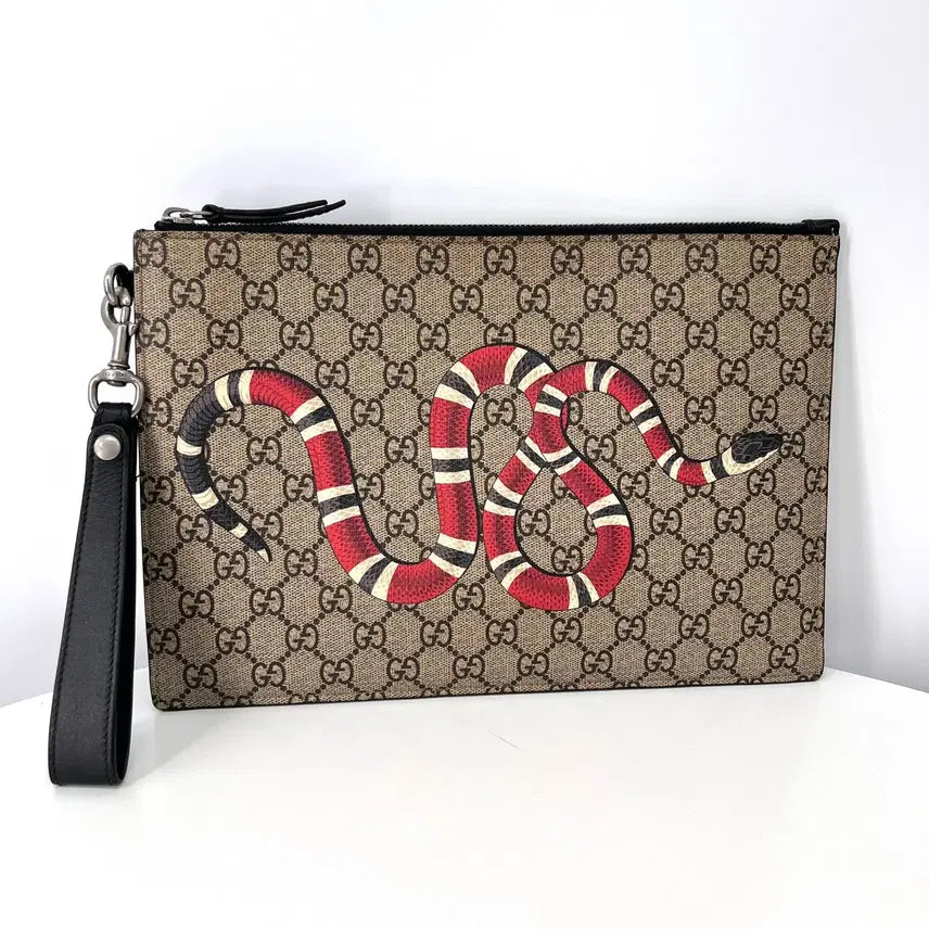 [BUNJANG] Gucci Snake GG Supreme Clutch Bag (473904) / [정품] 구찌 스네이크 GG 수프림 클러치백 (473904)