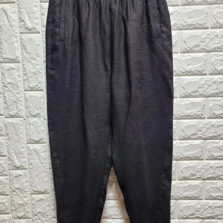 [BUNJANG] Linen 100% Relaxed Fit Pants / 블랙 밴딩 린넨100배기 바지L