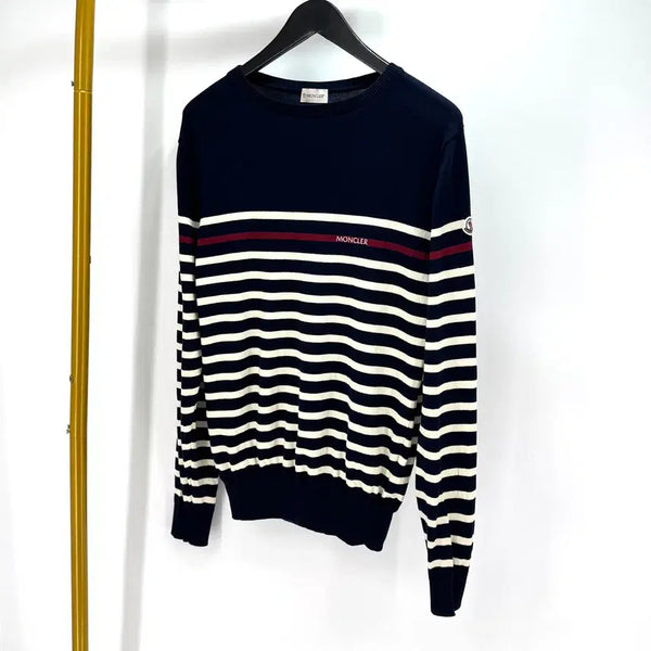 [BUNJANG] Moncler Striped Knit Sweater Navy / [XL사이즈] 몽클레어 스트라이프 니트 네이비