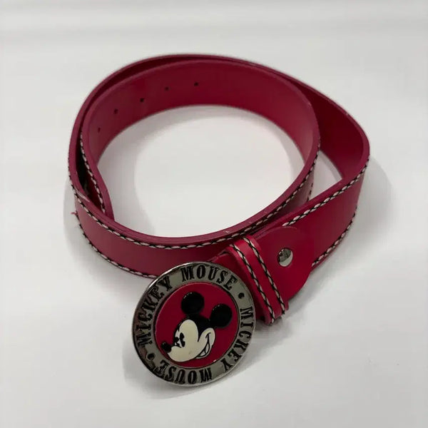 [BUNJANG] Disney Mickey Mouse Pink Leather Belt / 디즈니 미키마우스 핑크 레더 벨트 Disney Mickey