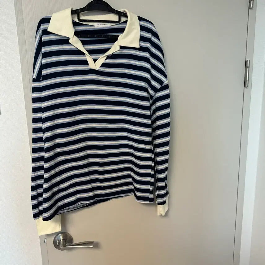 [BUNJANG] Striped Color Block Sweatshirt T-Shirt / 카라단가라맨투맨 티셔츠 무배