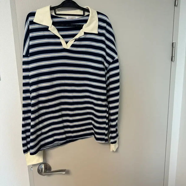 [BUNJANG] Striped Color Block Sweatshirt T-Shirt / 카라단가라맨투맨 티셔츠 무배