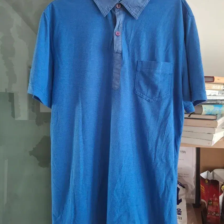 [BUNJANG] TNGT Blue Pocket Short Sleeve Polo T-Shirt / TNGT 블루 포켓 반팔 카라 티셔츠