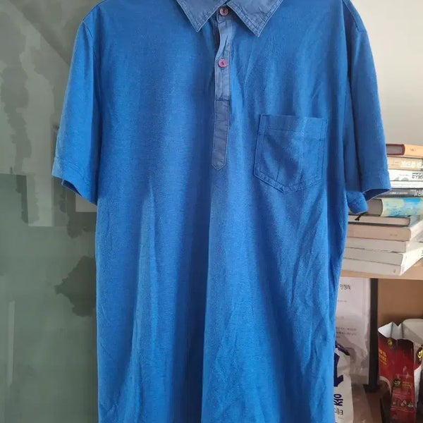 [BUNJANG] TNGT Blue Pocket Short Sleeve Polo T-Shirt / TNGT 블루 포켓 반팔 카라 티셔츠
