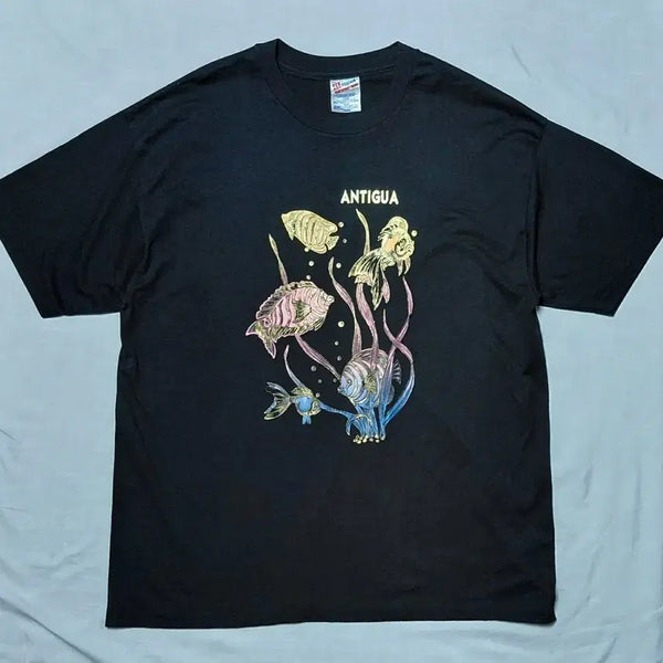 [BUNJANG] Hanes Antigua Tropical Fish Graphic T-shirt / [XL] 90s Hanes 싱글스티치 'ANTIGUA' 열대어 티셔츠
