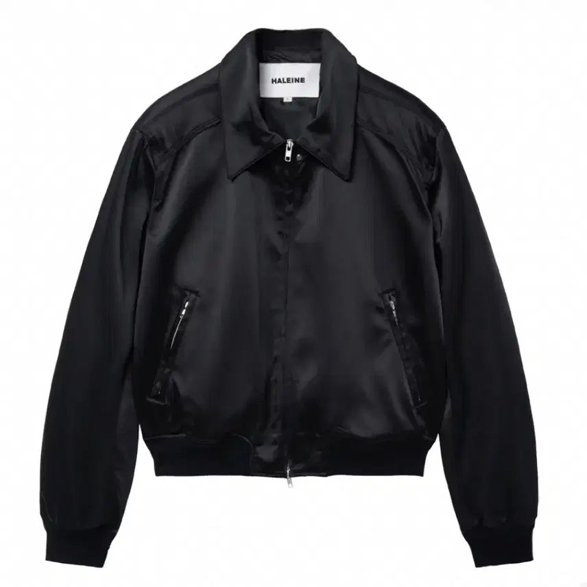 [BUNJANG] HALEINE Black Satin Blouson Jacket / HALEINE 블랙 새틴 스트럭쳐 블루종 1사이즈