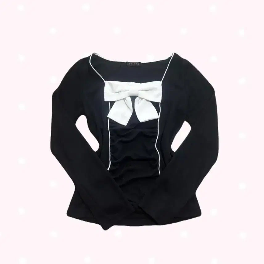 [BUNJANG] Vintage Black Ribbon Top / 일본빈티지 리본 블랙탑 로걀탑 공겜여주룩
