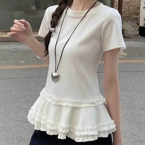 [BUNJANG] Lace Frill Layered Blouse / 레이스 프릴레이어드 블라우스티